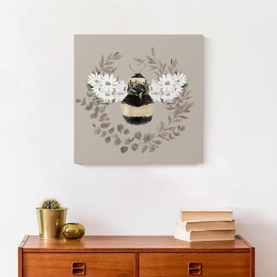Bumble Bee Wreath 16" x 16" Canvas Wall Art